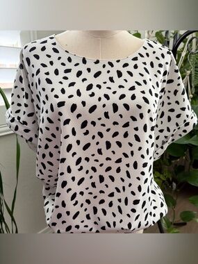 Melloday Women’s Black & White Dot Print Blouse